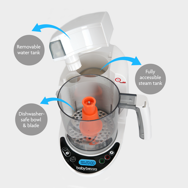 baby food maker parts - removable water tank, accessible steam tank, dishwasher safe bowl and blade - product thumbnail