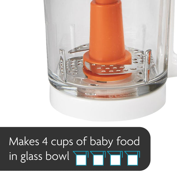 glass baby food maker makes 4 cups of baby food in a glass bowl - product thumbnail