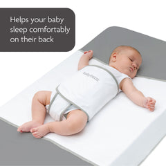 Velcro baby swaddle helps baby sleep on their back comfortably