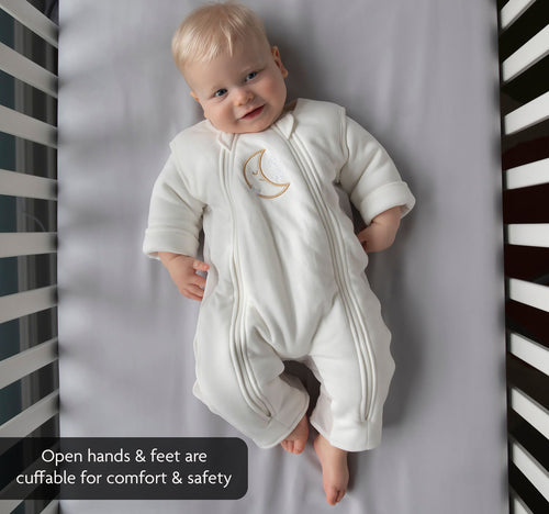 Double zip onesie has cuffable arms and feet - product thumbnail