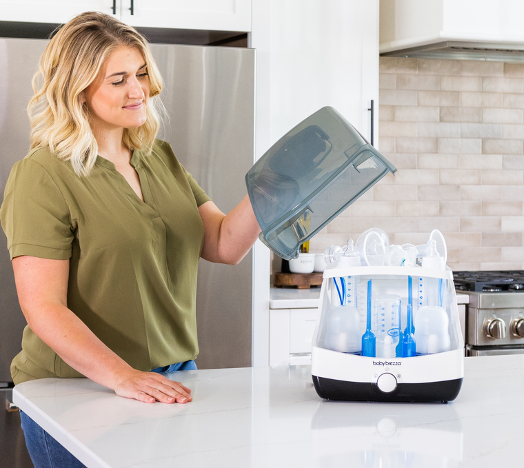 woman sterilizing breast...