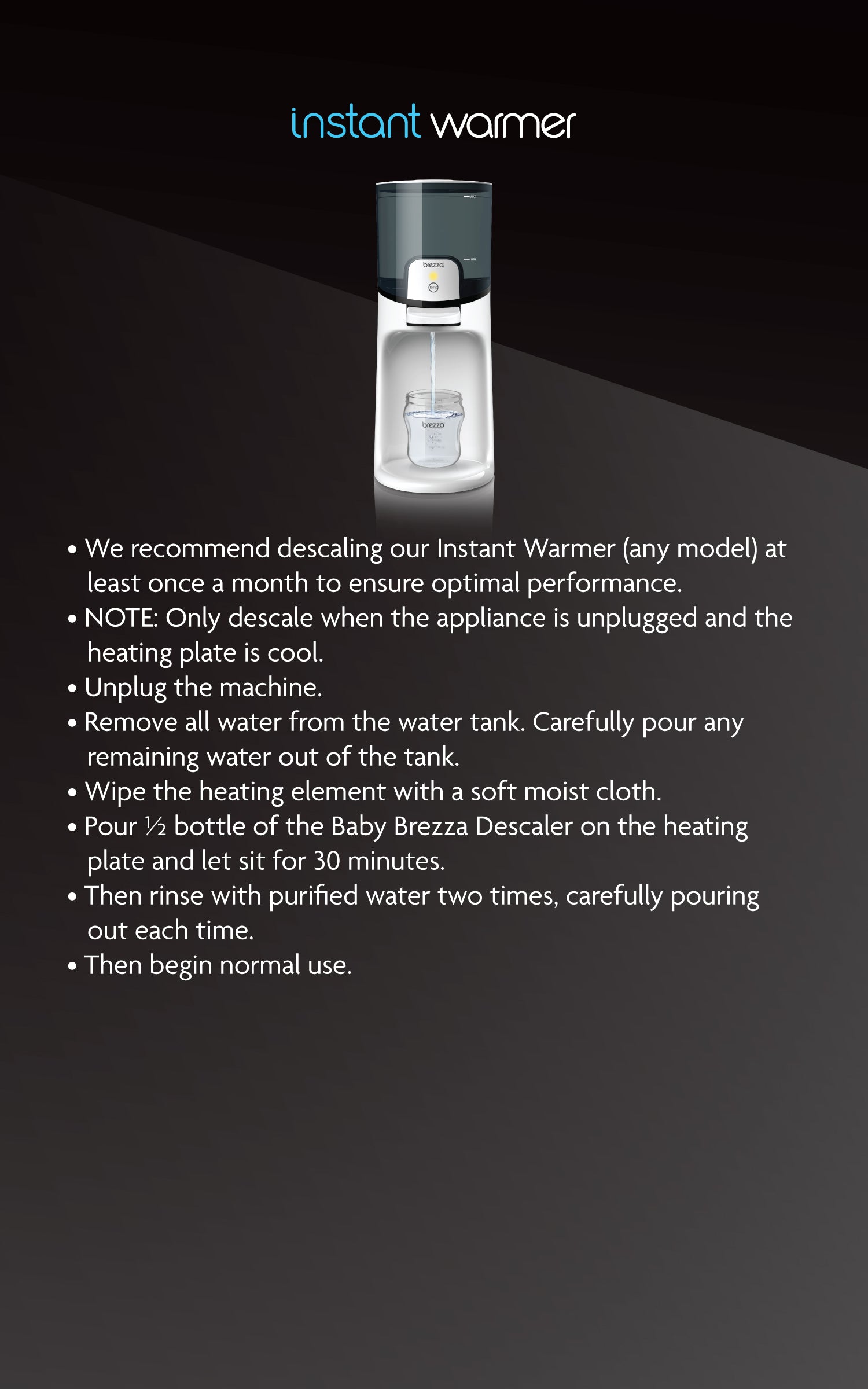 05 Descaler Instructions Iw M How To Clean Baby Brezza Water Warmer
