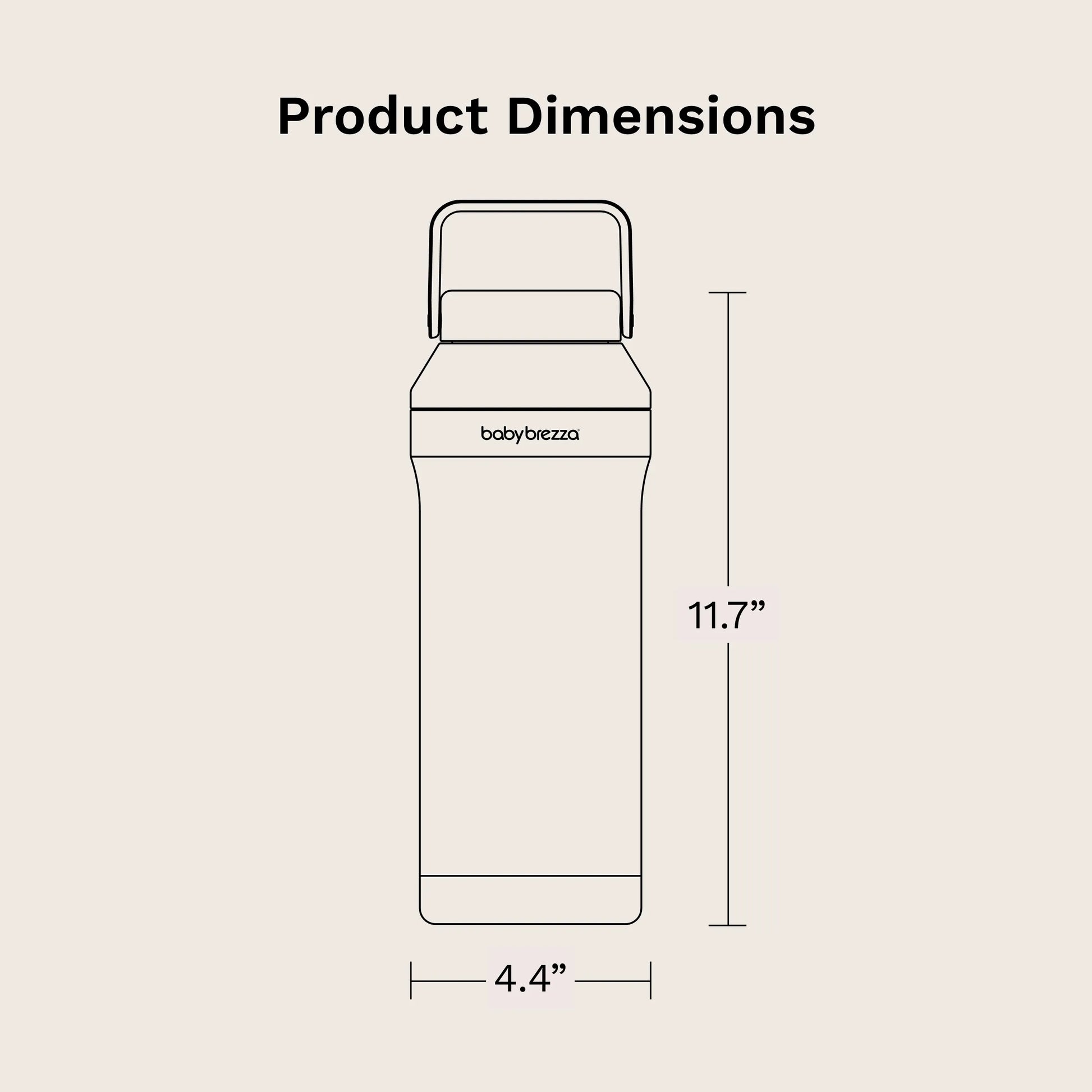 product dimensions of baby brezza all day portable breastmilk cooler 11.7" tall and 4.4" wide