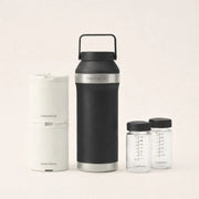 Baby Brezza portable 20 oz breast milk cooler in sleek black design.