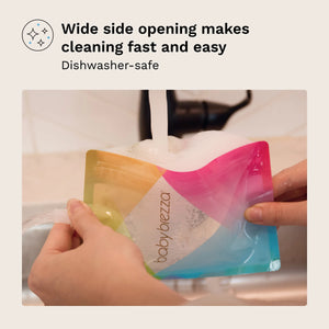 wide side opening makes cleaning fast and easy. dishwasher-safe