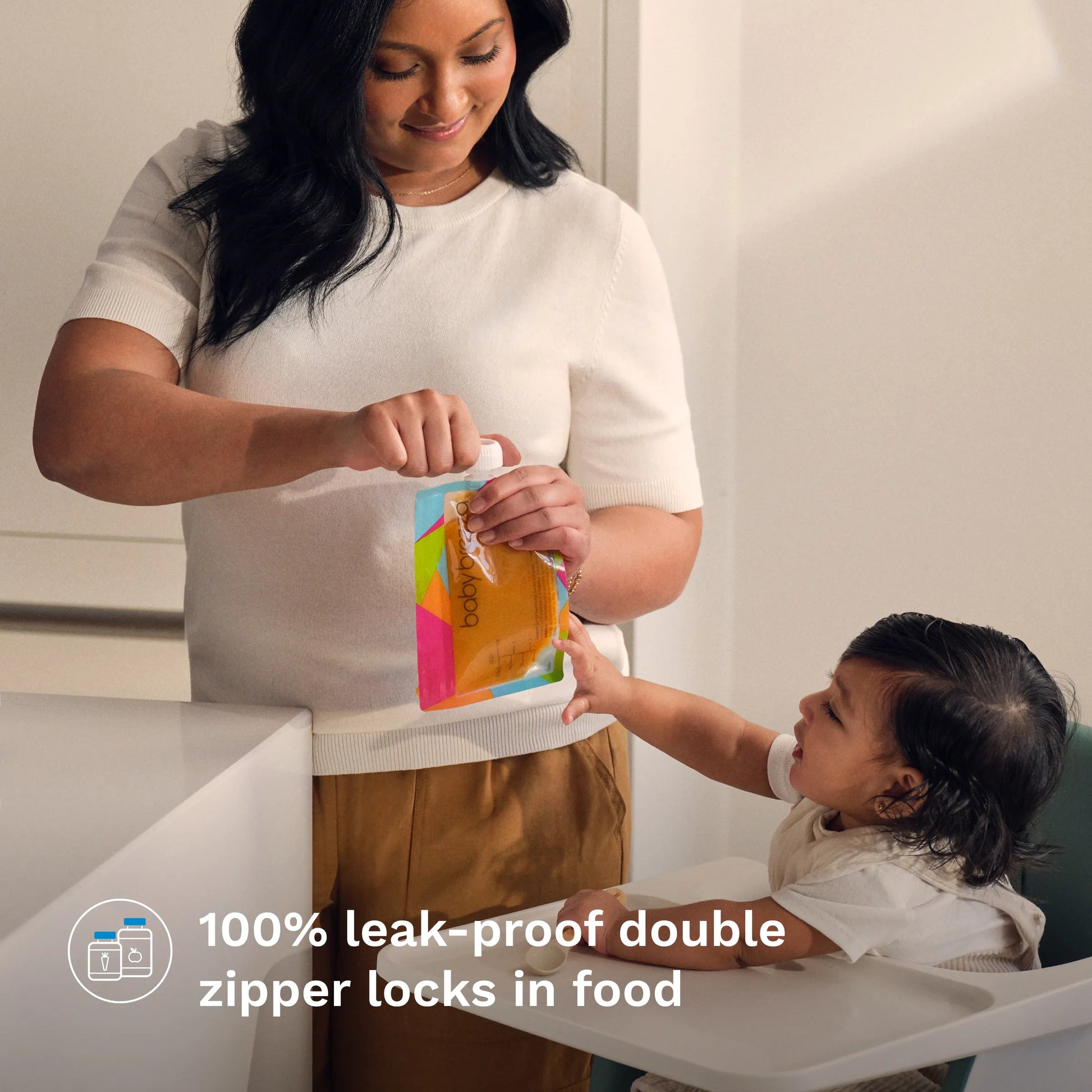 100% leak-proof double zipper locks in food