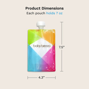 product dimensions: each pouch holds 7 oz and is 7.5" tall by 4.3" wide