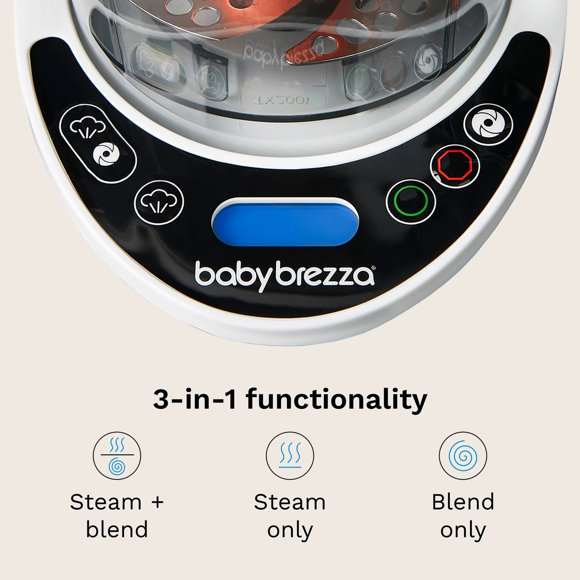 3-in-1 functionality: steam and blend, steam only, and blend only