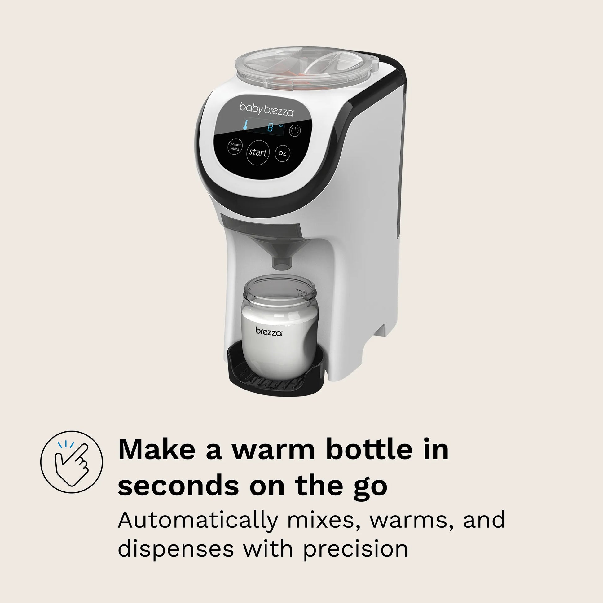 make a warm bottle in seconds on the go with the formula pro mini - automatically mixes, warms, and dispenses with precision