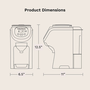 product dimensions: 6.5" wide by 11" deep by 12.5" tall