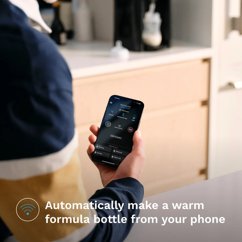 automatically make a warm formula bottle from your phone