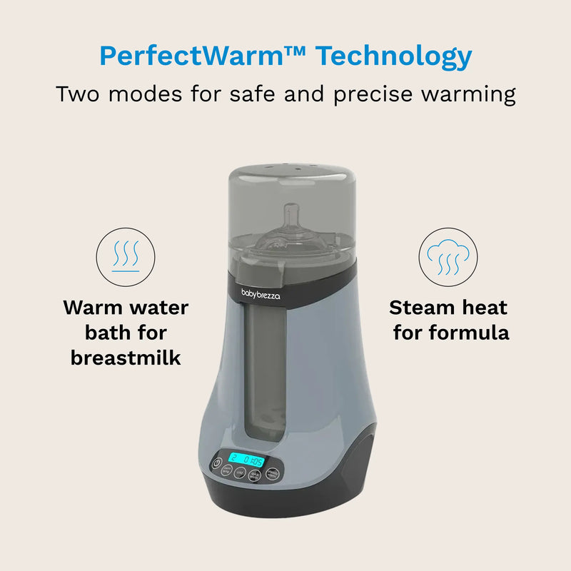 PerfectWarm Technology has two modes for safe and precise warming. Warm water bath for breastmilk and Steam Heat for formula