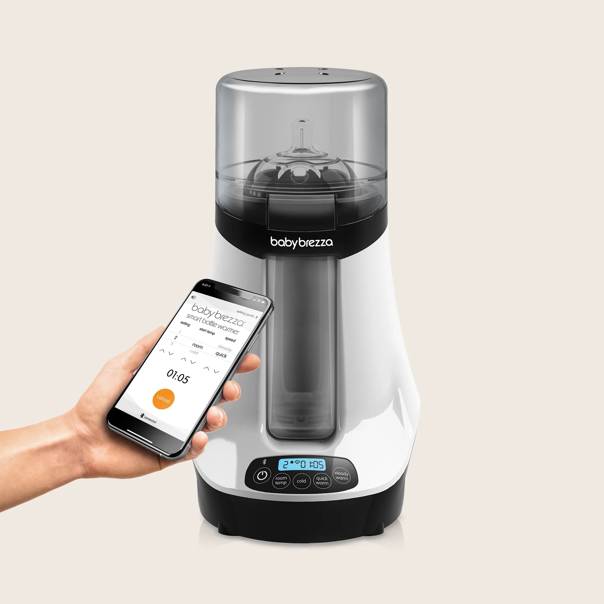 baby brezza smart bottle and breastmilk warmer bluetooth smart phone app enabled