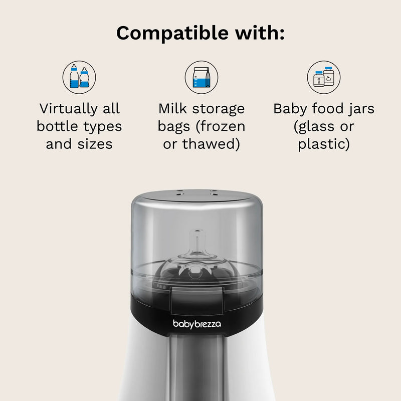 Compatible with virtually all bottle types and sizes, Milk storage bags (frozen or thawed), and baby food jars (glass or plastic)