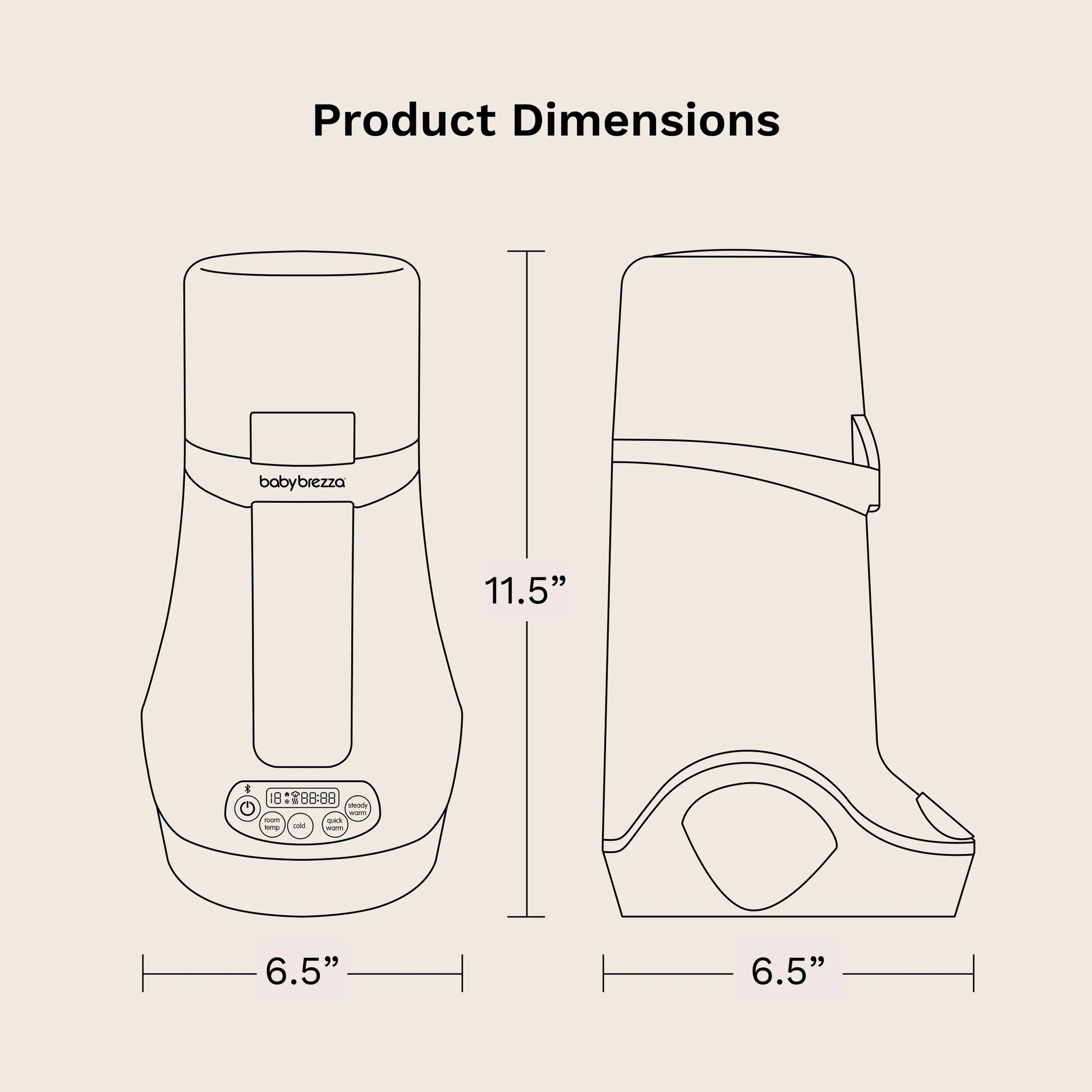 product dimensions: 6.5" wide by 6.5" deep by 11.5" tall
