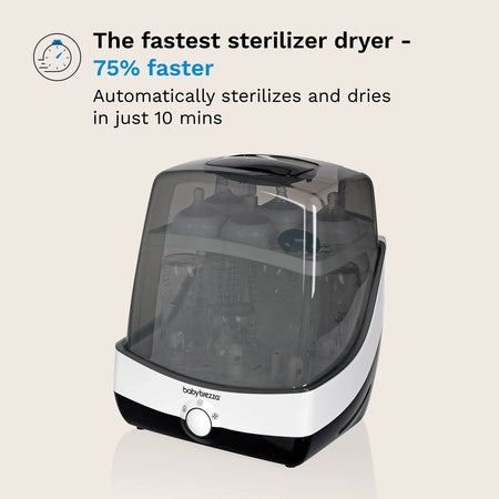 baby brezza sterilizer dryer the fastest sterilizer dryer 75% faster automatically sterilizes and dries in just 10 mins