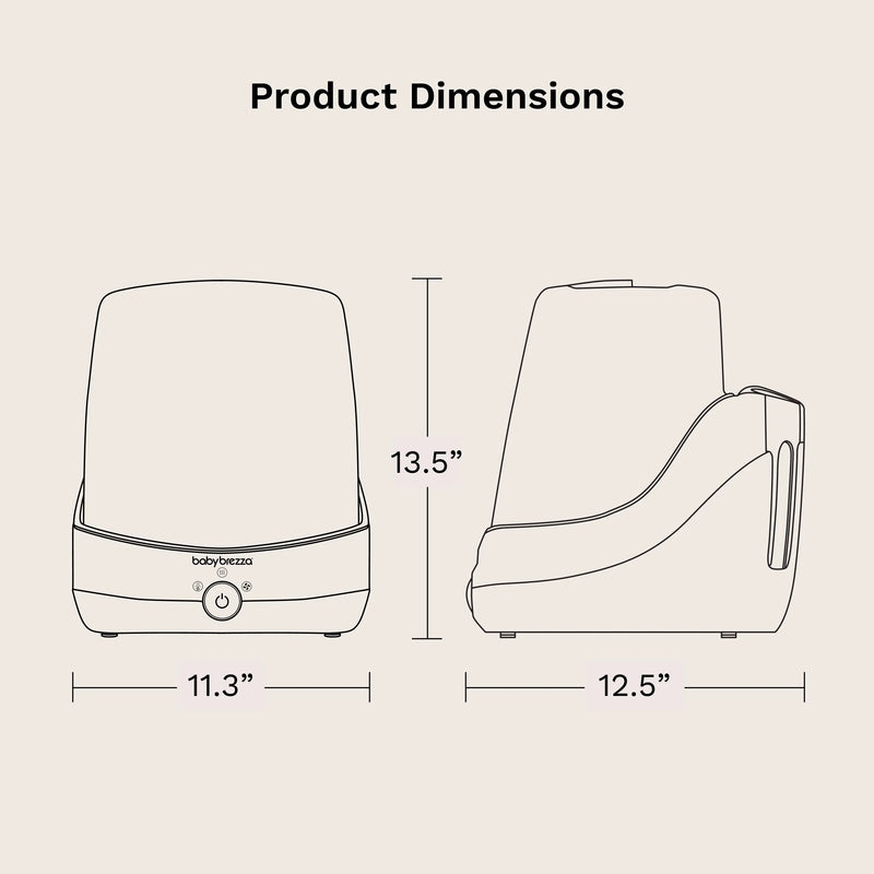 product dimensions 11.3" wide by 13.5" tall by 12.5" deep