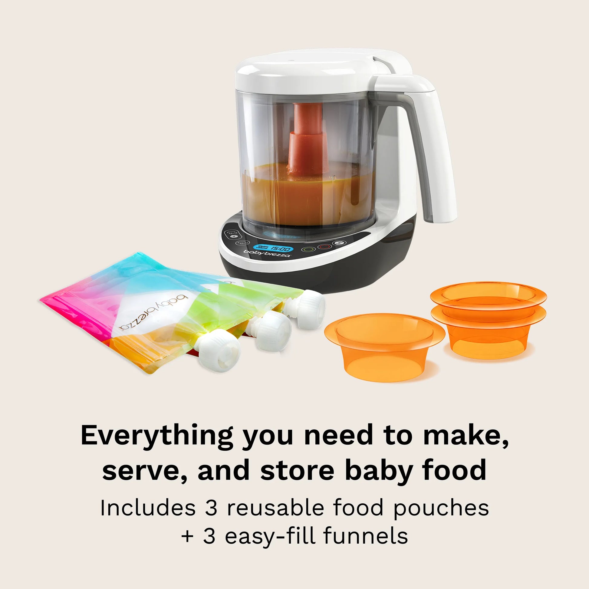 everything you need to make, serve, and store baby food - includes 3 reusable food pouches and 3 easy-fill funnels
