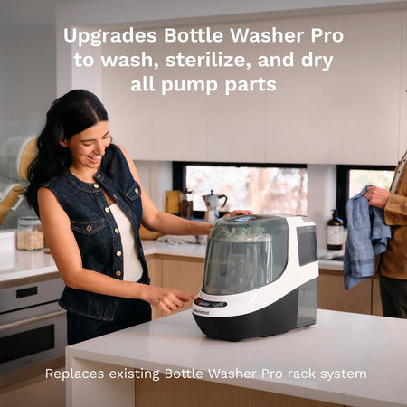 upgrades Bottle Washer Pro to wash, sterilizer, and dry all pump parts. Replaces existing Bottle Washer Pro Rack system
