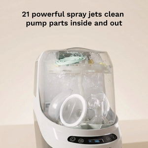 21 powerful spray jets clean pump parts inside and out