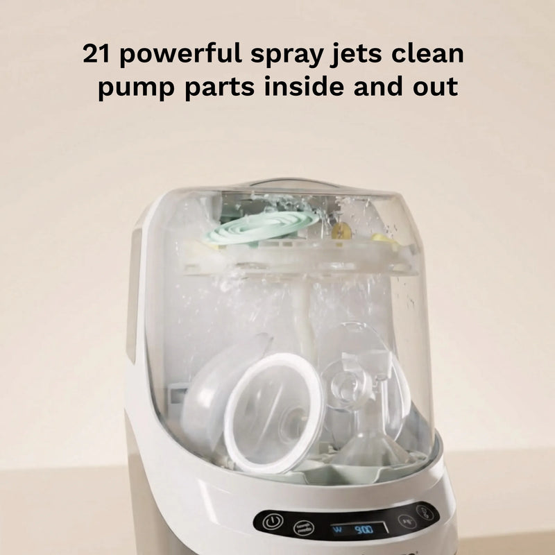 21 powerful spray jets clean pump parts inside and out