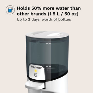 holds 50% more water than other brands (1.5 L / 50 oz) - up to 2 days' worth of bottles