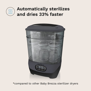 automatically sterilizes and dries 33% faster compared to other sterilizer dryers