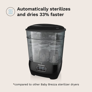 automatically sterilizes and dries 33% faster compared to other sterilizer dryers
