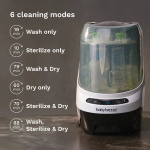 6 cleaning modes baby brezza bottle washer pro