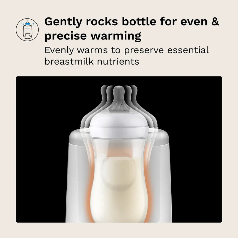 baby brezza air swirl gently rocks bottle for even warming to preserve essential breastmilk nutrients