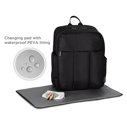 Lightweight diaper backpack with waterproof PEVA lined changing pad - product thumbnail