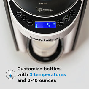 Digital control panel of Baby Brezza with temperature and ounce settings