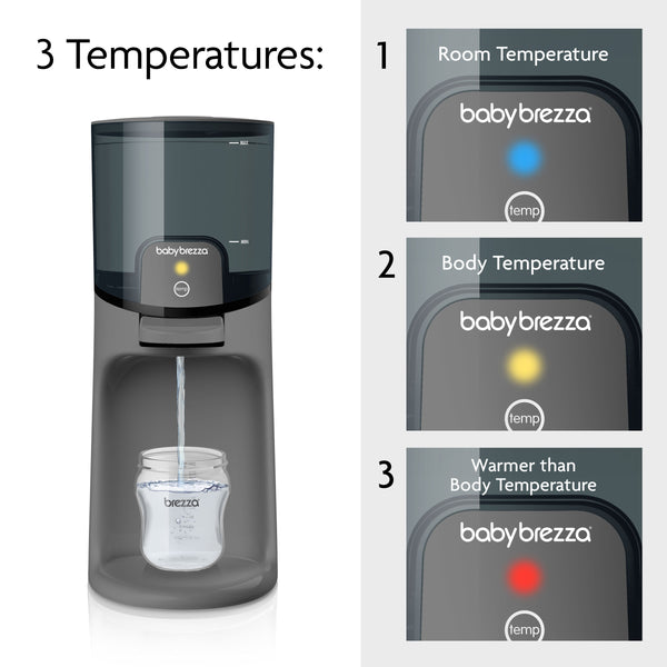 water warmer for formula has 3 temperature settings: room, body, and warmer than body temperature #variant_charcoal