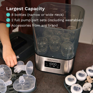 Largest Capacity - 8 bottles - 2 full pump part sets - accessories from any brand