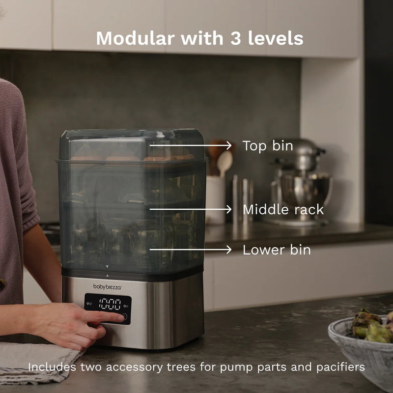 baby brezza superquick sterilizer dryer is modular with 3 levels