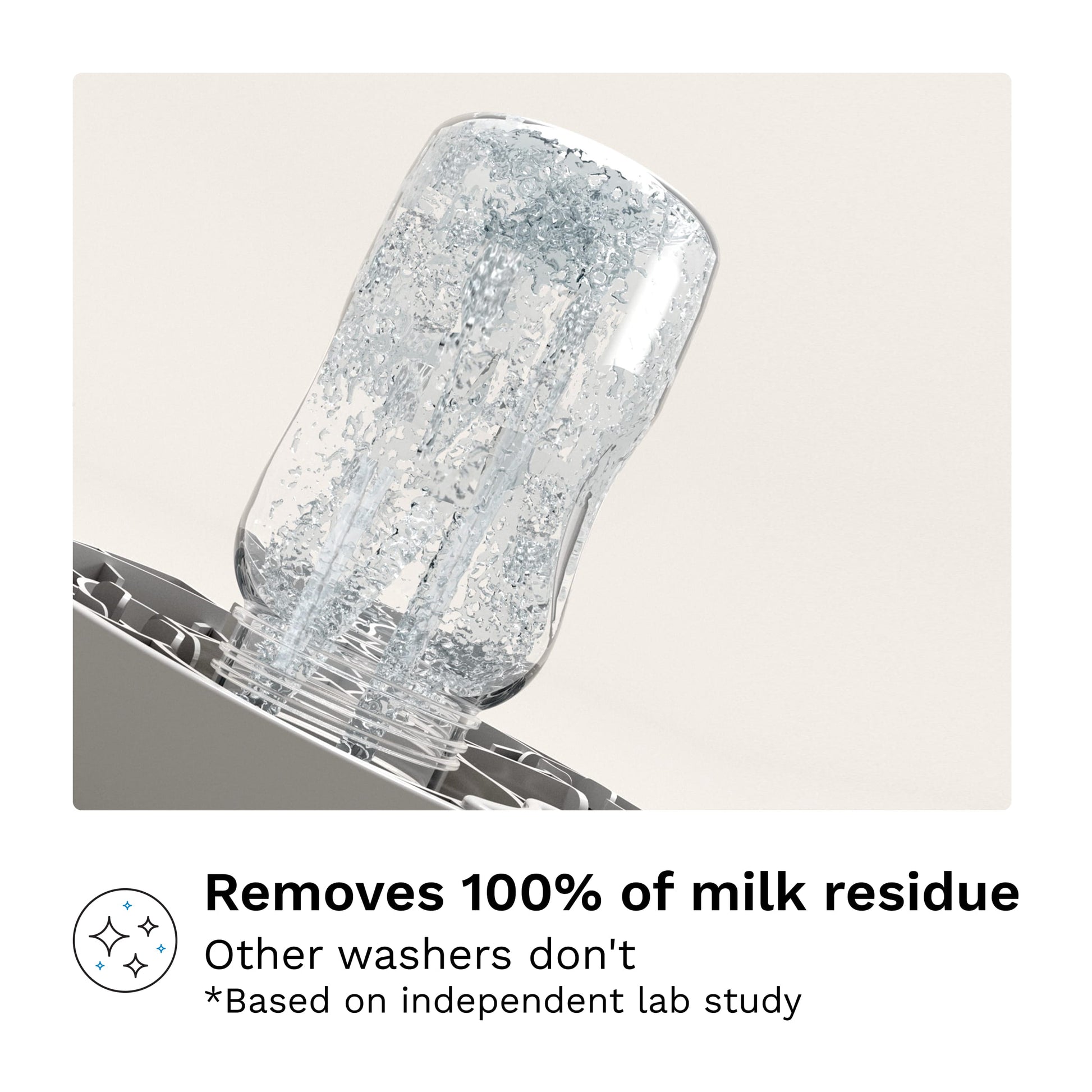 Removes 100% of milk residue
