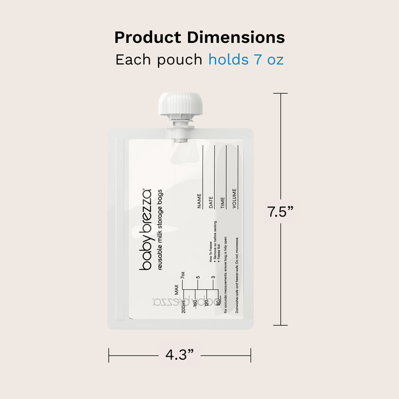 Milk storage pouch dimensions, Reusable milk storage bag, Baby milk storage pouch
