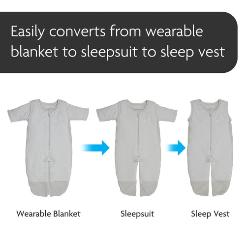 Our sleep suit for babies converts from wearable blanket, to sleep suit, to sleep vest easily - product thumbnail