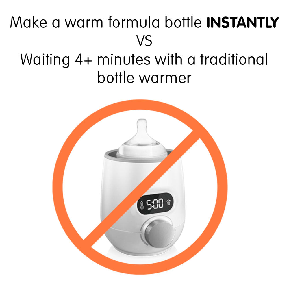 use our formula bottle warmer to make a warm formula bottle instantly vs waiting 4+ minutes with a traditional bottle warmer. - product thumbnail