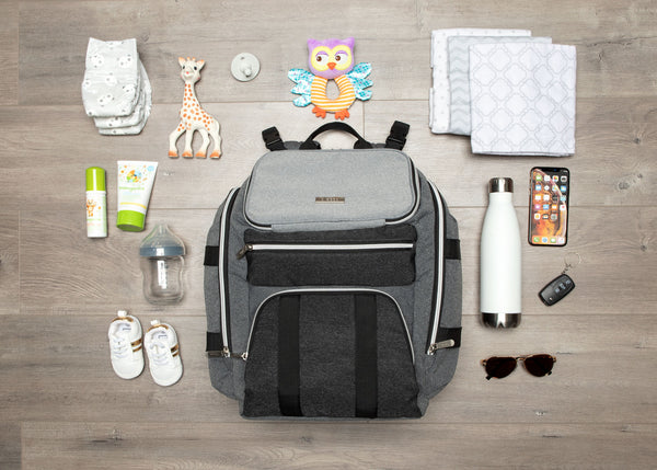 our diaper bag backpack is large enough to fit toys, diapers, burp clothes, bottles and more - product thumbnail