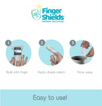 how to use our finger shields. 1. slide applicator onto finger. 2. apply cream with butt spatula. 3. throw away applicator. Easy to use! - product thumbnail