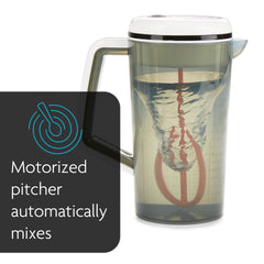 Motorized pitcher automatically mixes formula