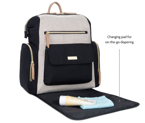 Modern diaper bag with changing pad for diapering on-the-go - product thumbnail
