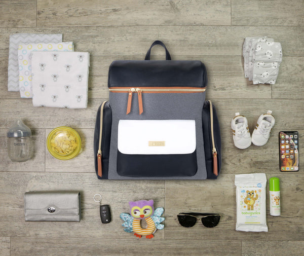 Valentina Grey & Black Stylish Baby Bag Backpack - product thumbnail